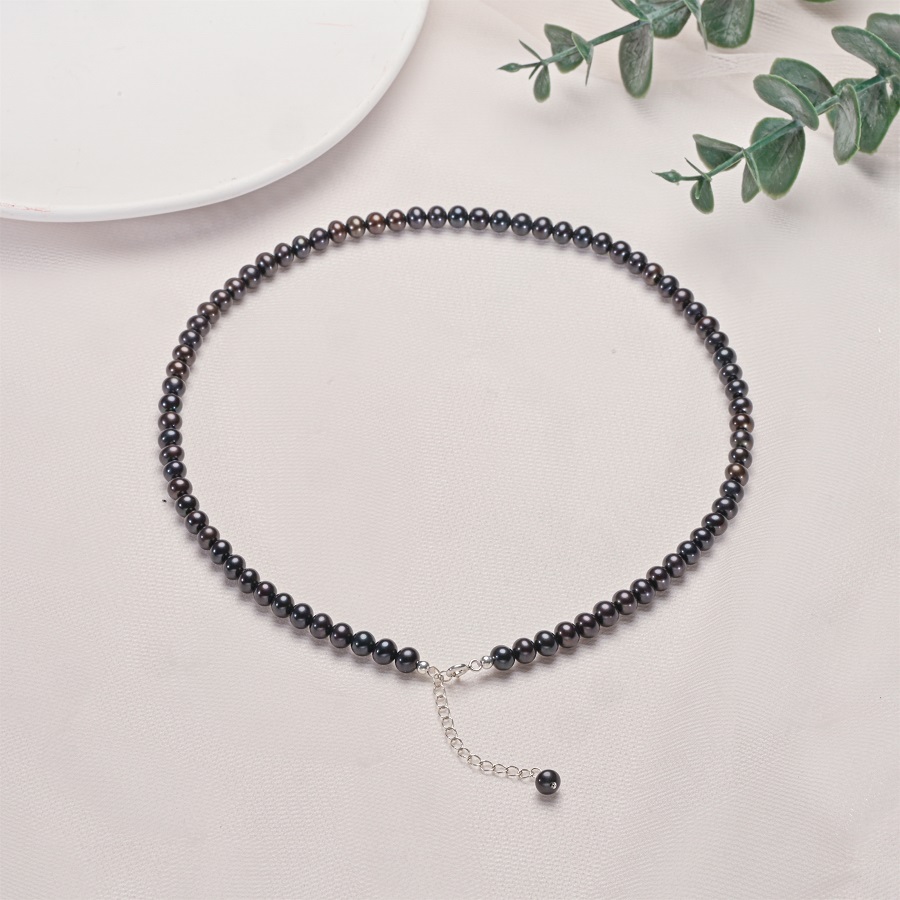 Pearl Trim Chain - Hengsheng 5-6.5mm Near Round Black Freshwater