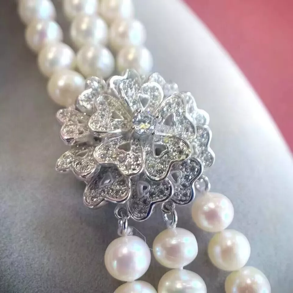 3-Strand Pearl Necklace AAA 8- - đánh giá và giá Pearl Trim Chain