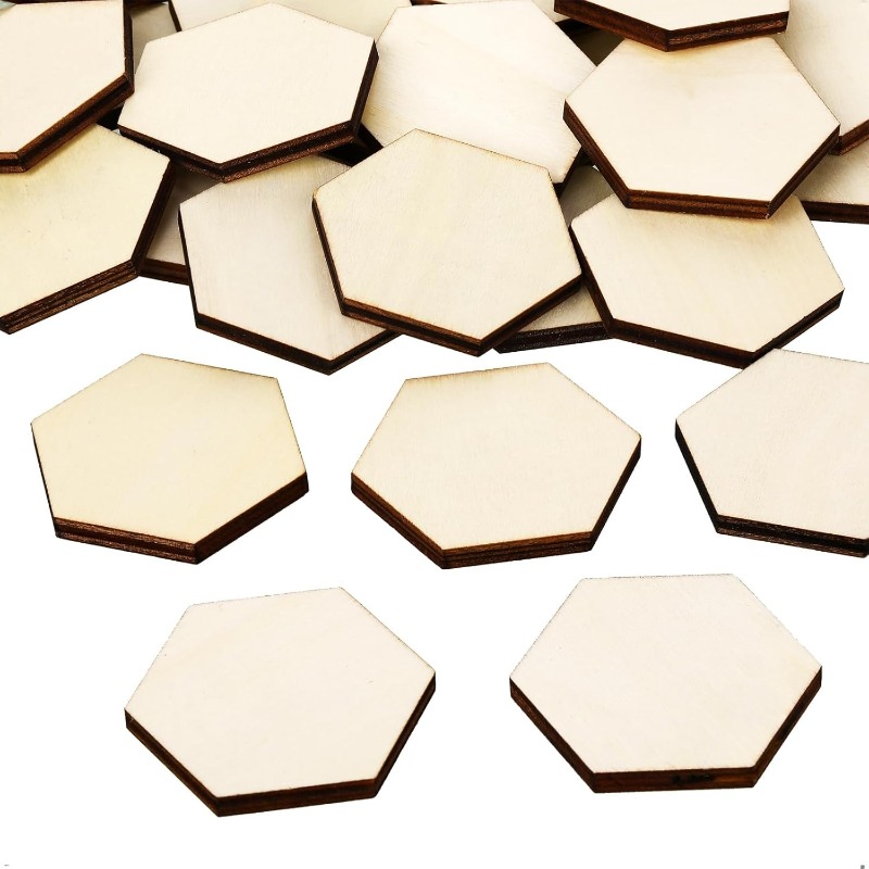 50PCS 4CM Unfinished Wood Hexa - đánh giá và giá Craft Embellishments
